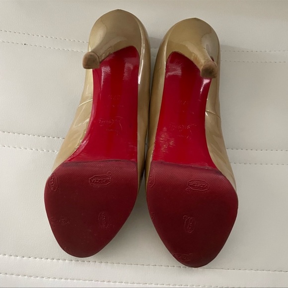 Christian Louboutins Gold Peep Toe Heels - Picture 7 of 7